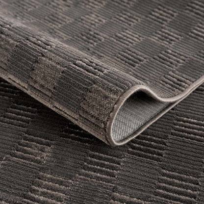 Truls 3D Checkered Washable Rug - Black