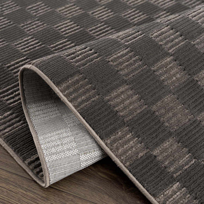 Truls 3D Checkered Washable Rug - Black
