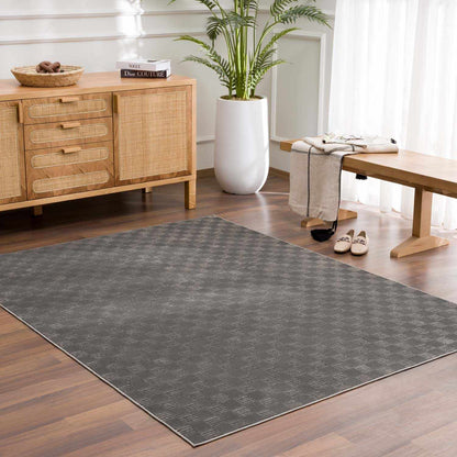 Truls 3D Checkered Washable Rug - Black