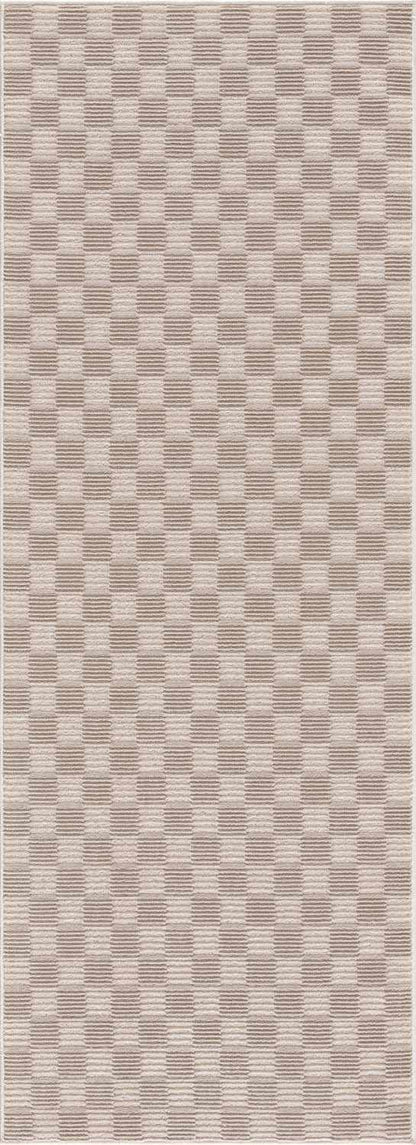 Truls 3D Checkered Washable Rug - Biscotti