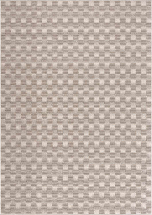 Truls 3D Checkered Washable Rug - Biscotti