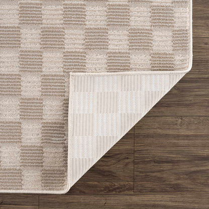 Truls 3D Checkered Washable Rug - Biscotti