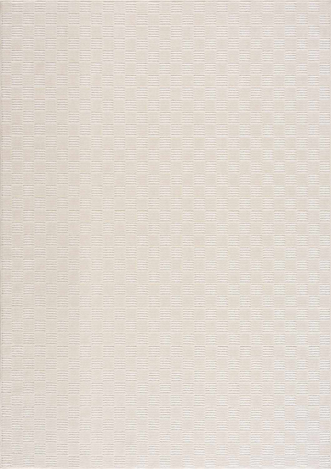 Truls 3D Checkered Washable Rug - Bone