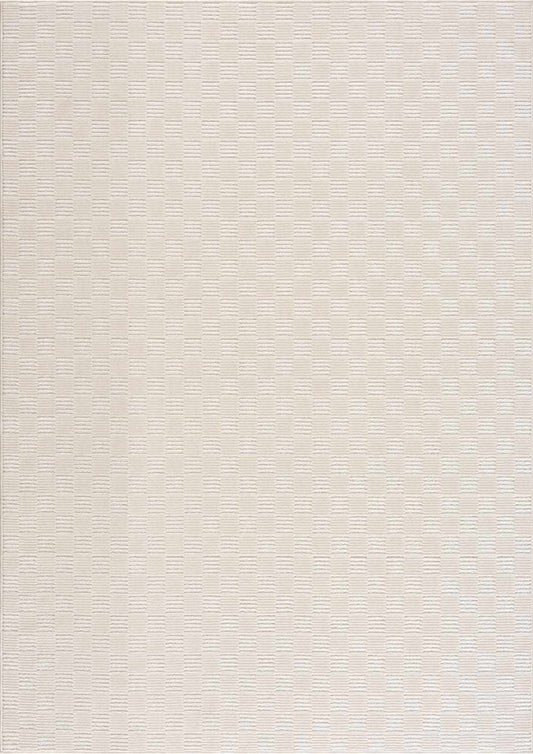 Truls 3D Checkered Washable Rug - Bone