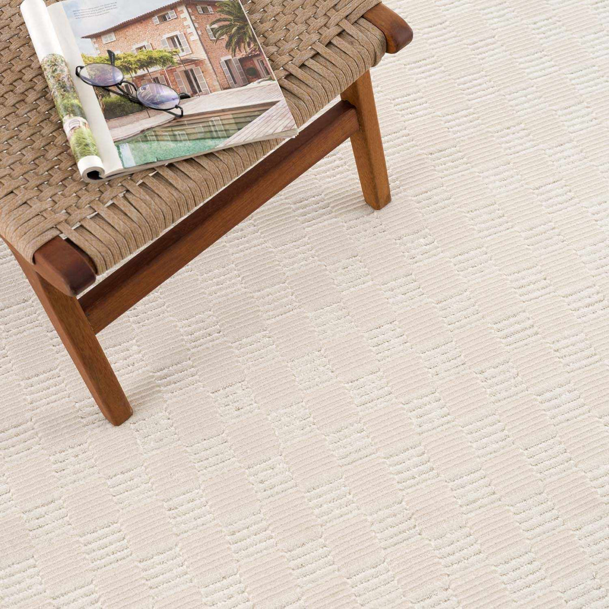 Truls 3D Checkered Washable Rug - Bone