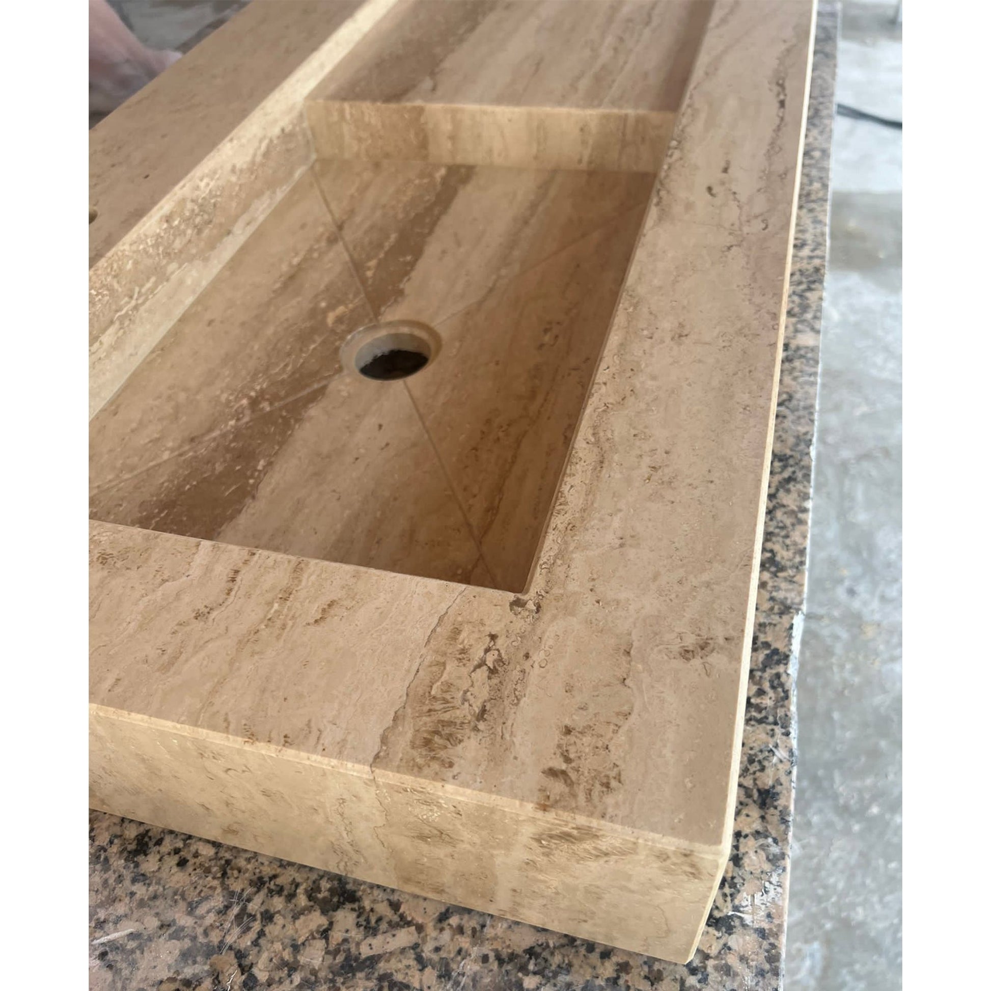 HANDCRAFTED CUSTOM TRAVERTINE SINK - 2 (TR-057).