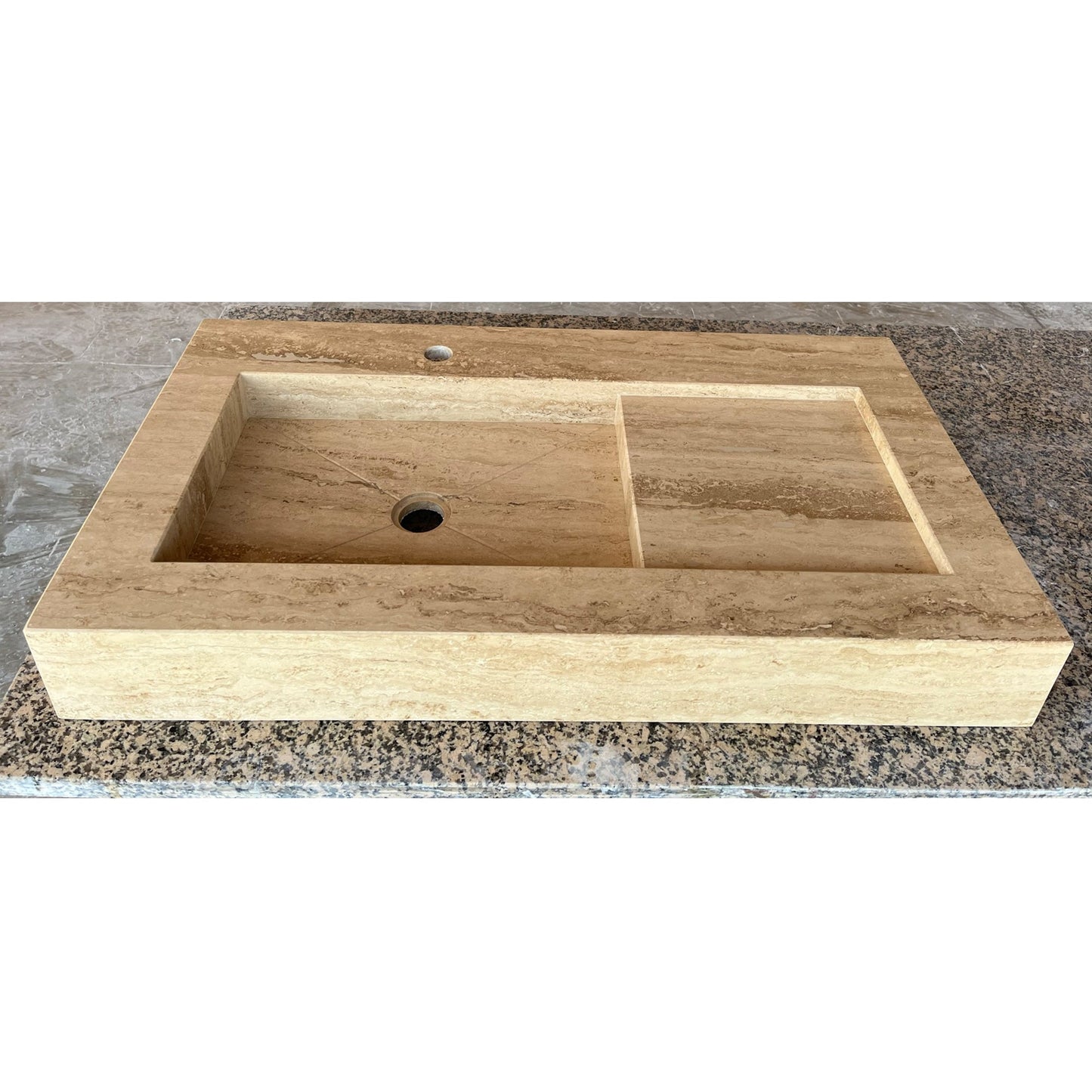 HANDCRAFTED CUSTOM TRAVERTINE SINK - 2 (TR-057).