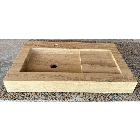 HANDCRAFTED CUSTOM TRAVERTINE SINK - 2 (TR-057).