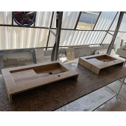 HANDCRAFTED CUSTOM TRAVERTINE SINK - 2 (TR-057).