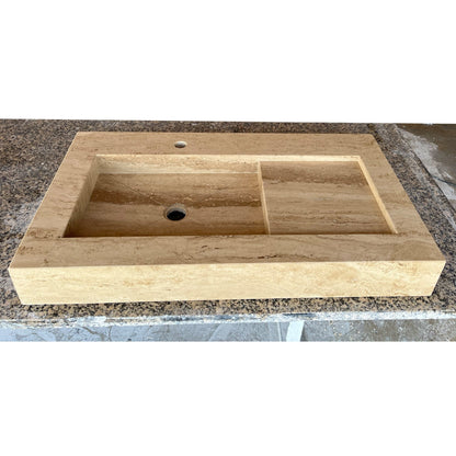 HANDCRAFTED CUSTOM TRAVERTINE SINK - 2 (TR-057).