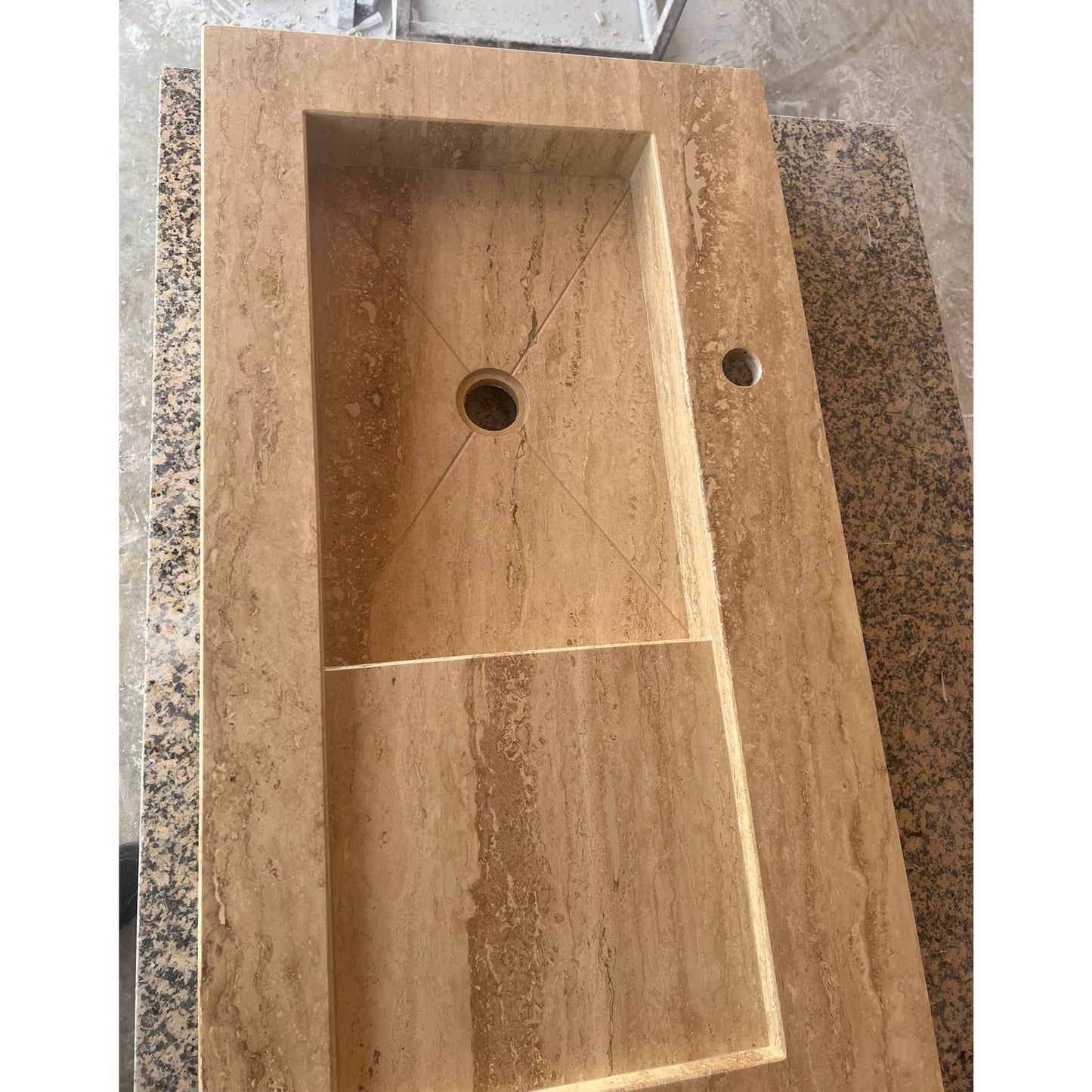 HANDCRAFTED CUSTOM TRAVERTINE SINK - 2 (TR-057).