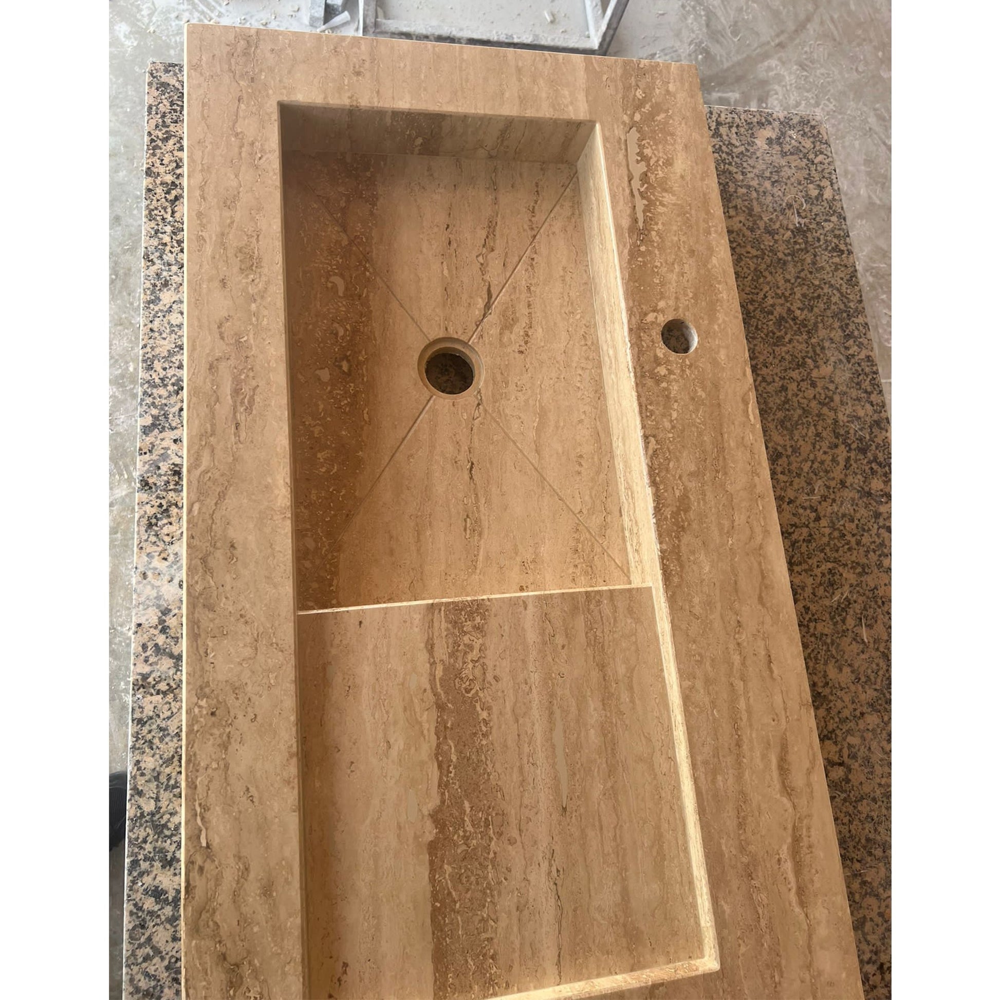 HANDCRAFTED CUSTOM TRAVERTINE SINK - 2 (TR-057).