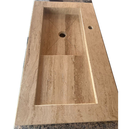 HANDCRAFTED CUSTOM TRAVERTINE SINK - 2 (TR-057).
