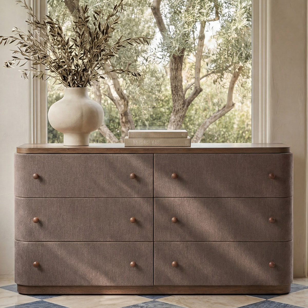 Simone 6 Drawer Dresser Brown lifestyle
