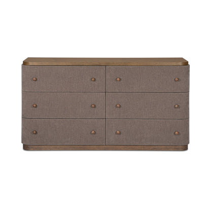 Simone 6 Drawer Dresser Brown on white background