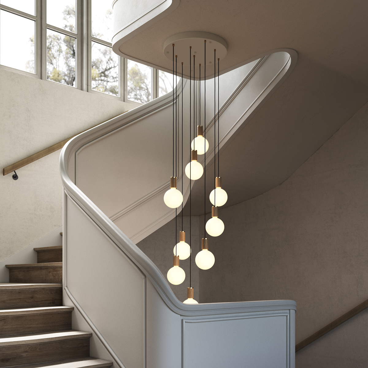 Nine Pendant in Oak + Sphere IV.