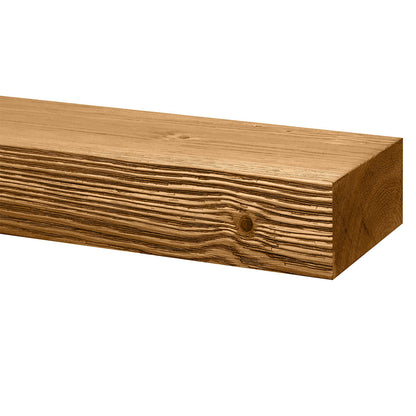 Textured Solid Floating Timber Fireplace Mantel Shelf.