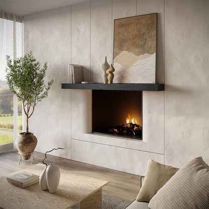 Textured Solid Floating Timber Fireplace Mantel Shelf.