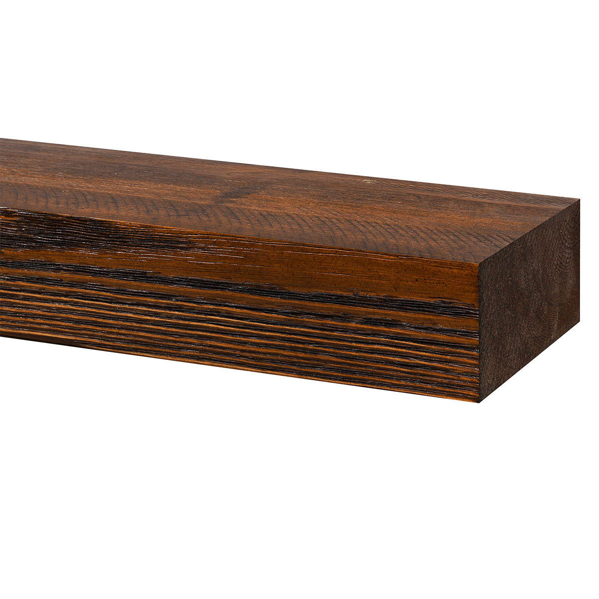 Textured Solid Floating Timber Fireplace Mantel Shelf.