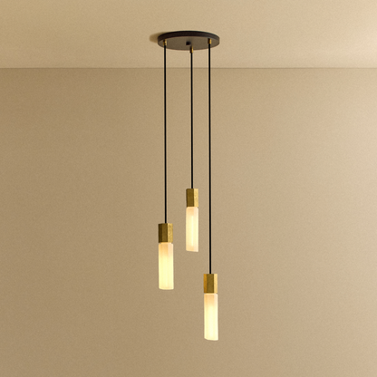 Basalt Triple Pendant in Brass.
