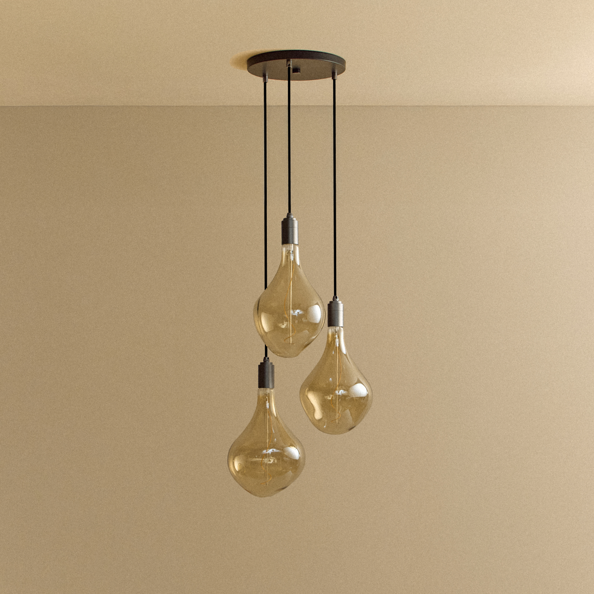 Triple Pendant in Graphite + Voronoi II.