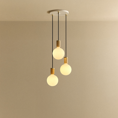 Triple Pendant in Oak + Sphere IV.