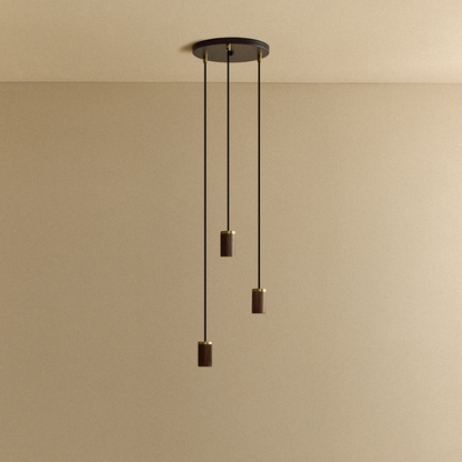 Triple Pendant in Walnut - Black Canopy