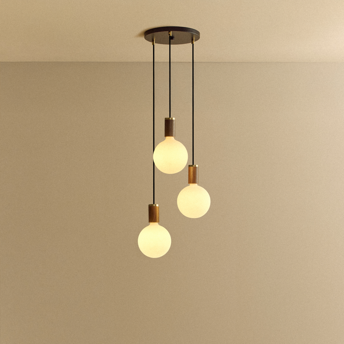 Triple Pendant in Walnut + Sphere IV.