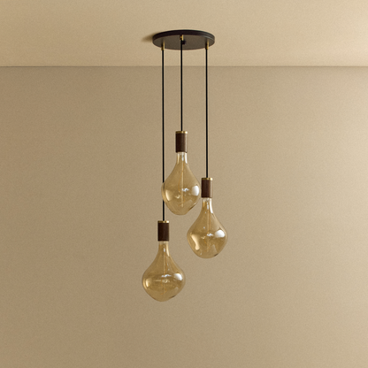 Triple Pendant in Walnut + Voronoi II