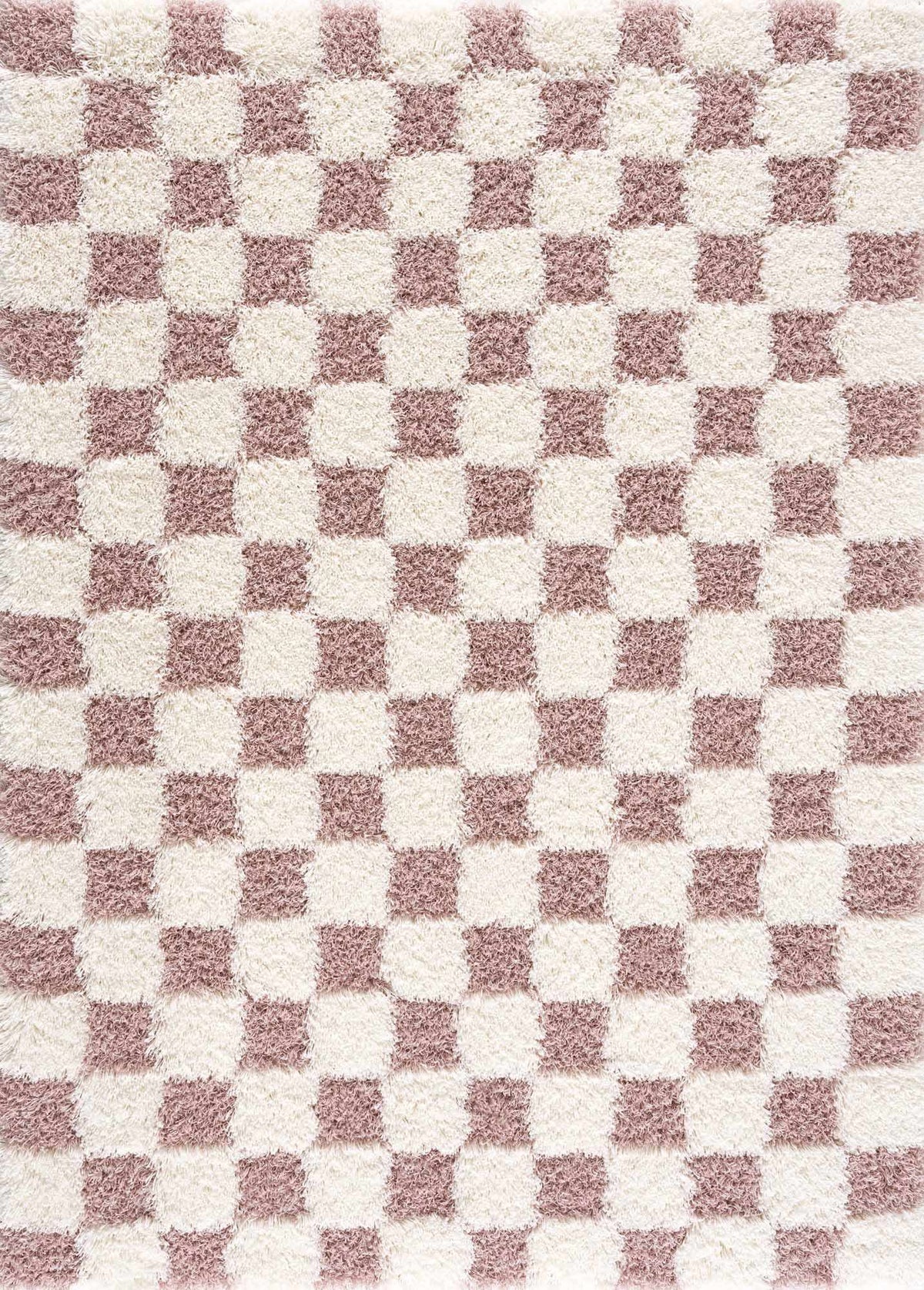 Atira Pink Checkered Shag Rug