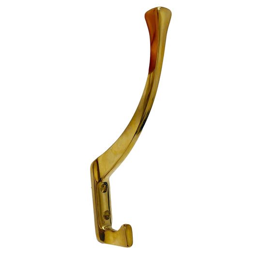 Unlacquered Polished Brass "Zen" Wall Coat and Hat Hook.