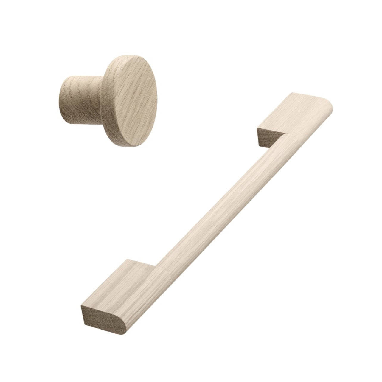 Untreated Oak Wood "Fortis" Cabinet Knob and Drawer Pulls.