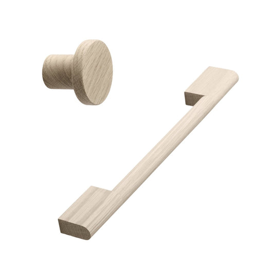 Untreated Oak Wood "Fortis" Cabinet Knob and Drawer Pulls.