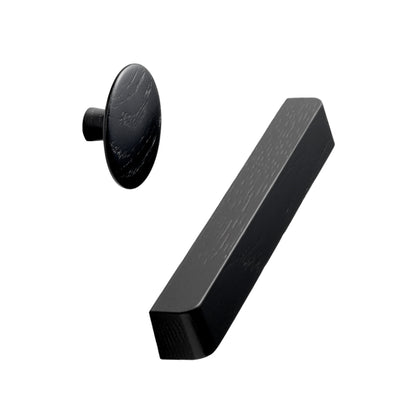 Stained Black Wood "Degree" Cabinet Knob and Cup Drawer Pulls