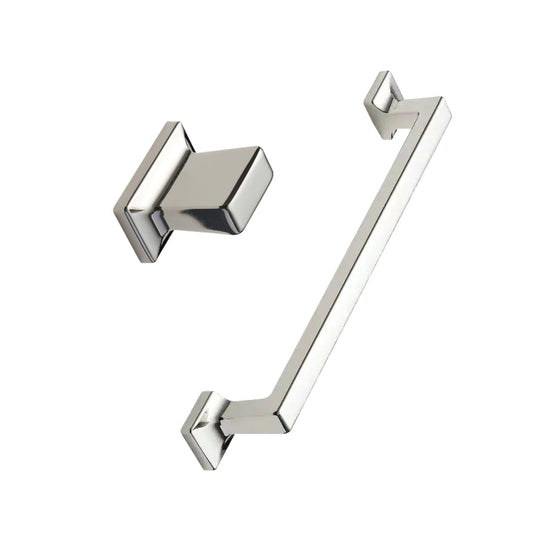 Polished Nickel "Heirloom" Knob and Drawer Pulls.