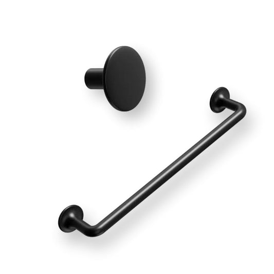 Tango Matte Black Cabinet Knob and Handle.