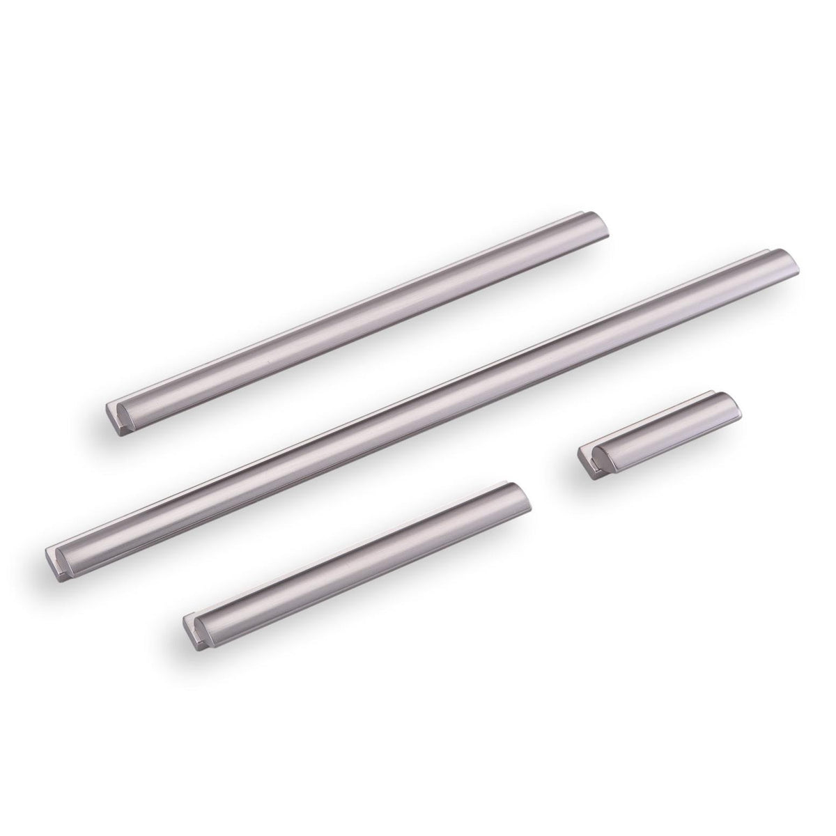 Lew's Finger Cabinet Knobs and Pulls in Brushed Nickel.