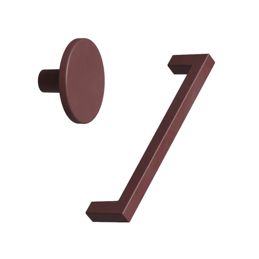 Maroon Red "Plato" Cabinet Knob and Drawer Pull.