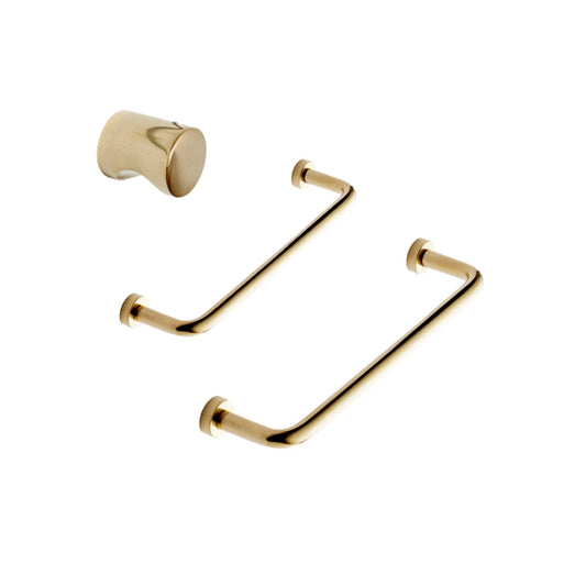 Unlacquered Brass "Lounge" Cabinet Knob and Wire Drawer Pulls