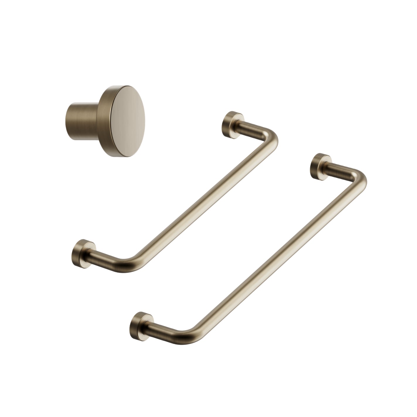 Patina Brass "Lounge" Cabinet Knob and Wire Drawer Pulls