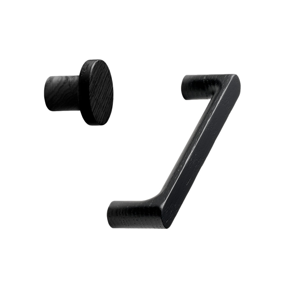 Black Lacquered Wood "Pinta" Cabinet Knob and Drawer Pulls