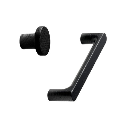 Black Lacquered Wood "Pinta" Cabinet Knob and Drawer Pulls