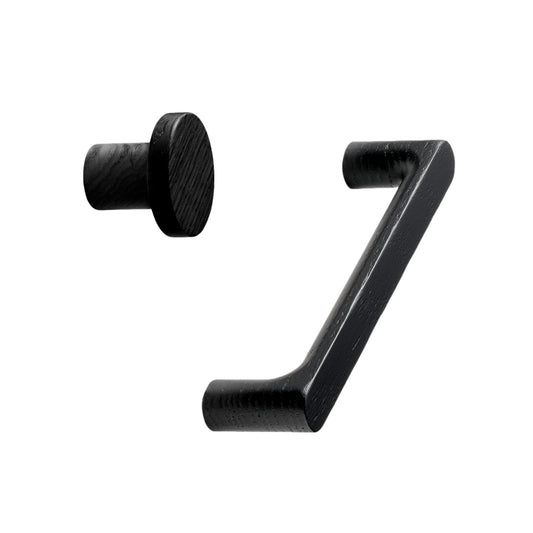 Black Lacquered Wood "Pinta" Cabinet Knob and Drawer Pulls