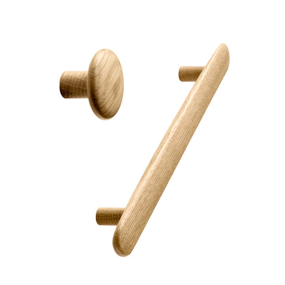 Oak Lacquered Wood "Brutus" Cabinet Knob and Drawer Pulls