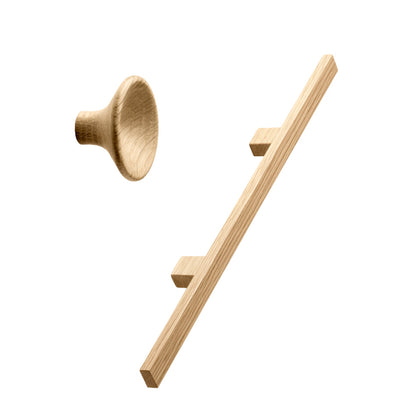 Lacquered Oak Wood "Japan" Cabinet Knob and Drawer Pulls