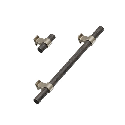 Dark Wood and Bronze "Bond" T-Bar Dual Finish Knob and Pulls