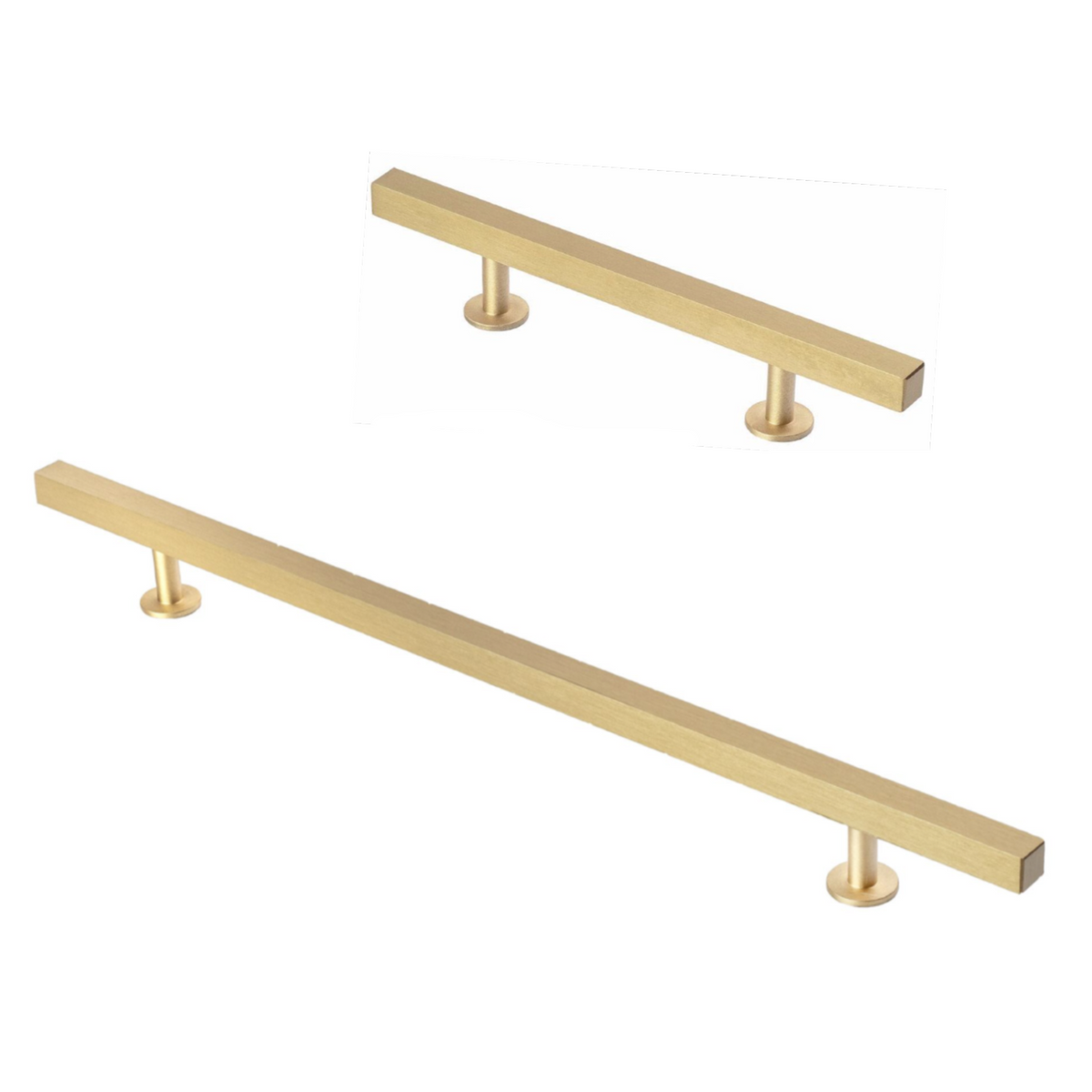 Lew's Square Bar Cabinet Knobs and Handles in Brushed Brass.
