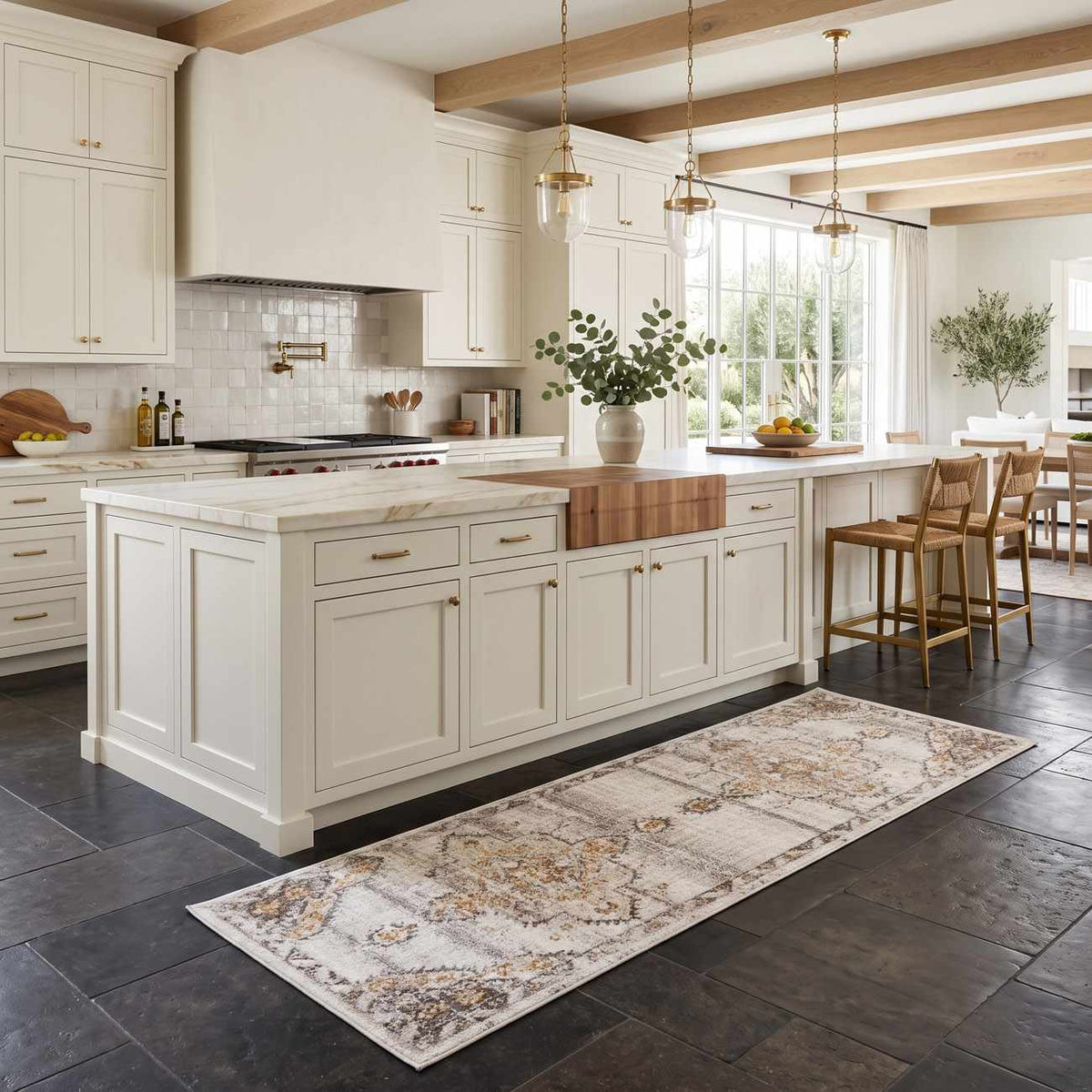 Keltie Beige Medallion Area Rug