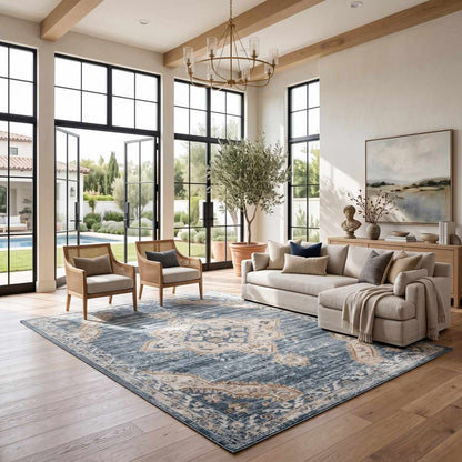 Keltie Blue Medallion Area Rug