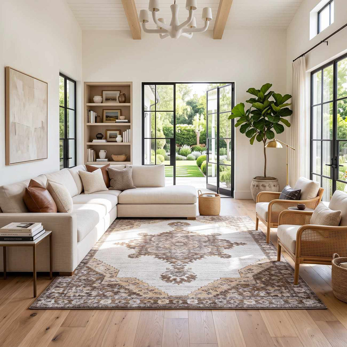 Keeran Tan Medallion Area Rug